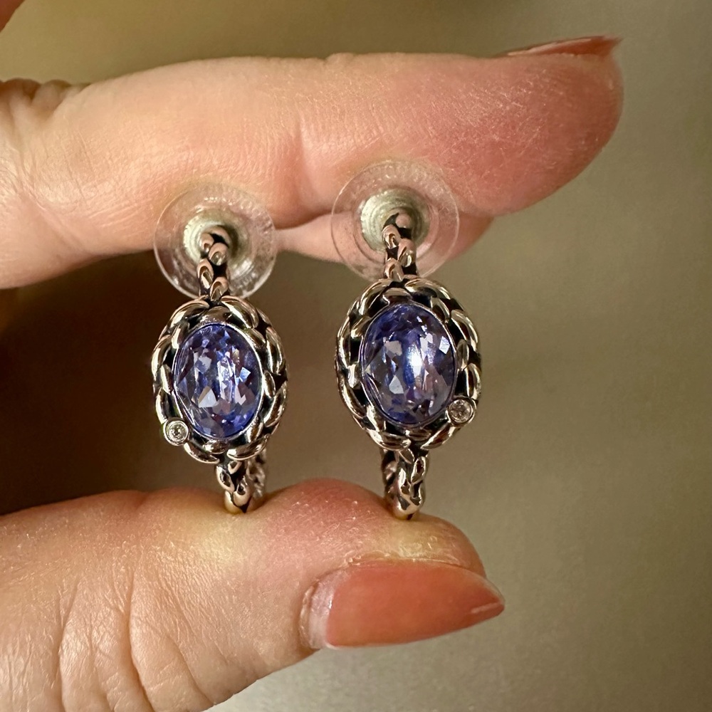 Elegant Silver and Blue Gemstone Earrings